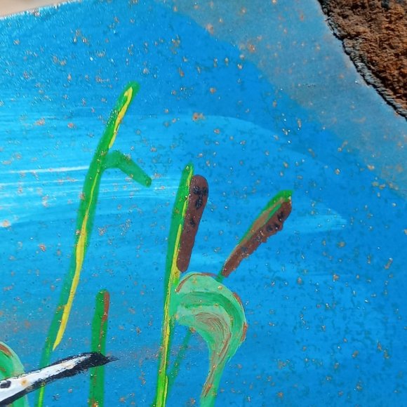 Primitive English Pointer Bird Dog Painting Rustic Hand Saw Vintage Flower OOAK - Picture 10 of 16